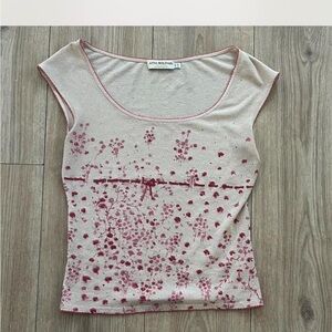 Anna Molinari Beige and Red Floral Blouse